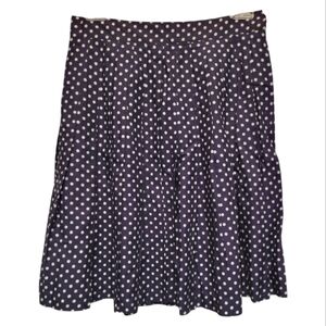 GAP Dark Blue Pleated A-Line Mini Skirt with White Dots - Size 8
